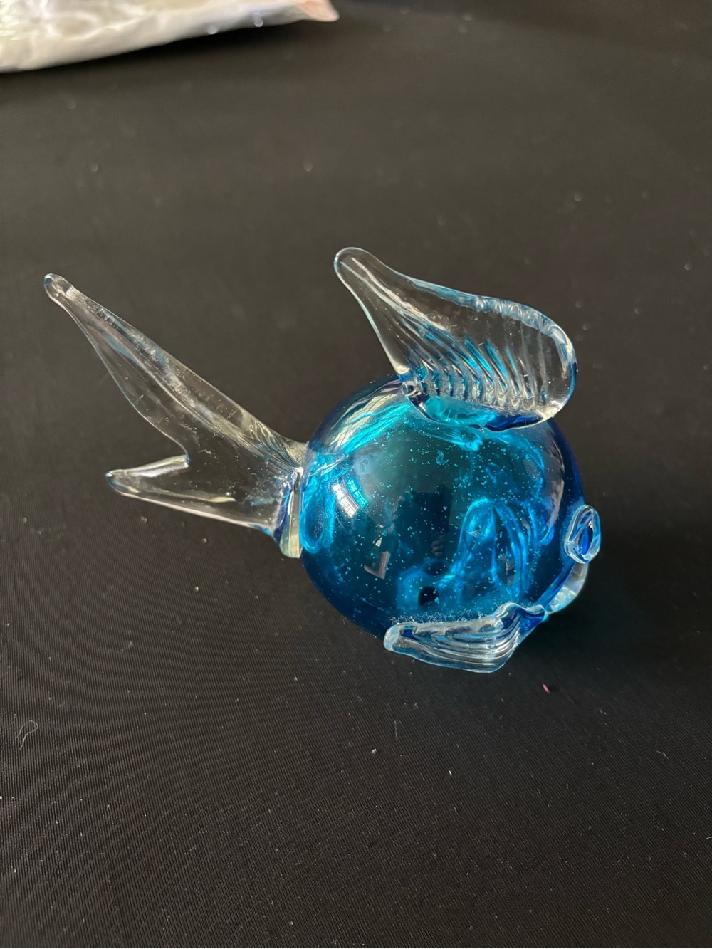 Hand-Blown Blue Glass Fish Figurine - Decorative Home Accent